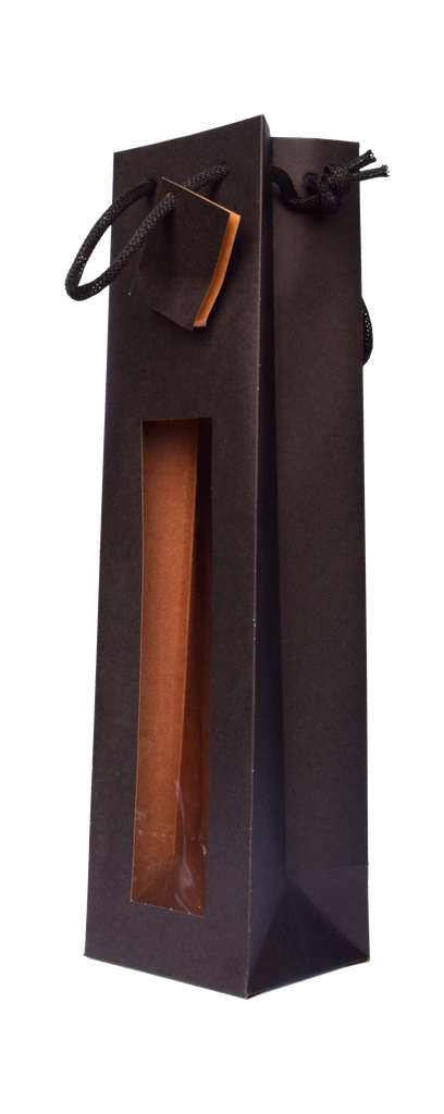 Sac kraft noir à fenêtre 1 bouteille
