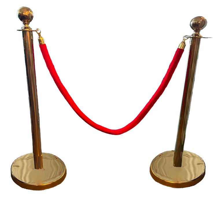 [Location] 4 poteaux de guidage doré avec cordes