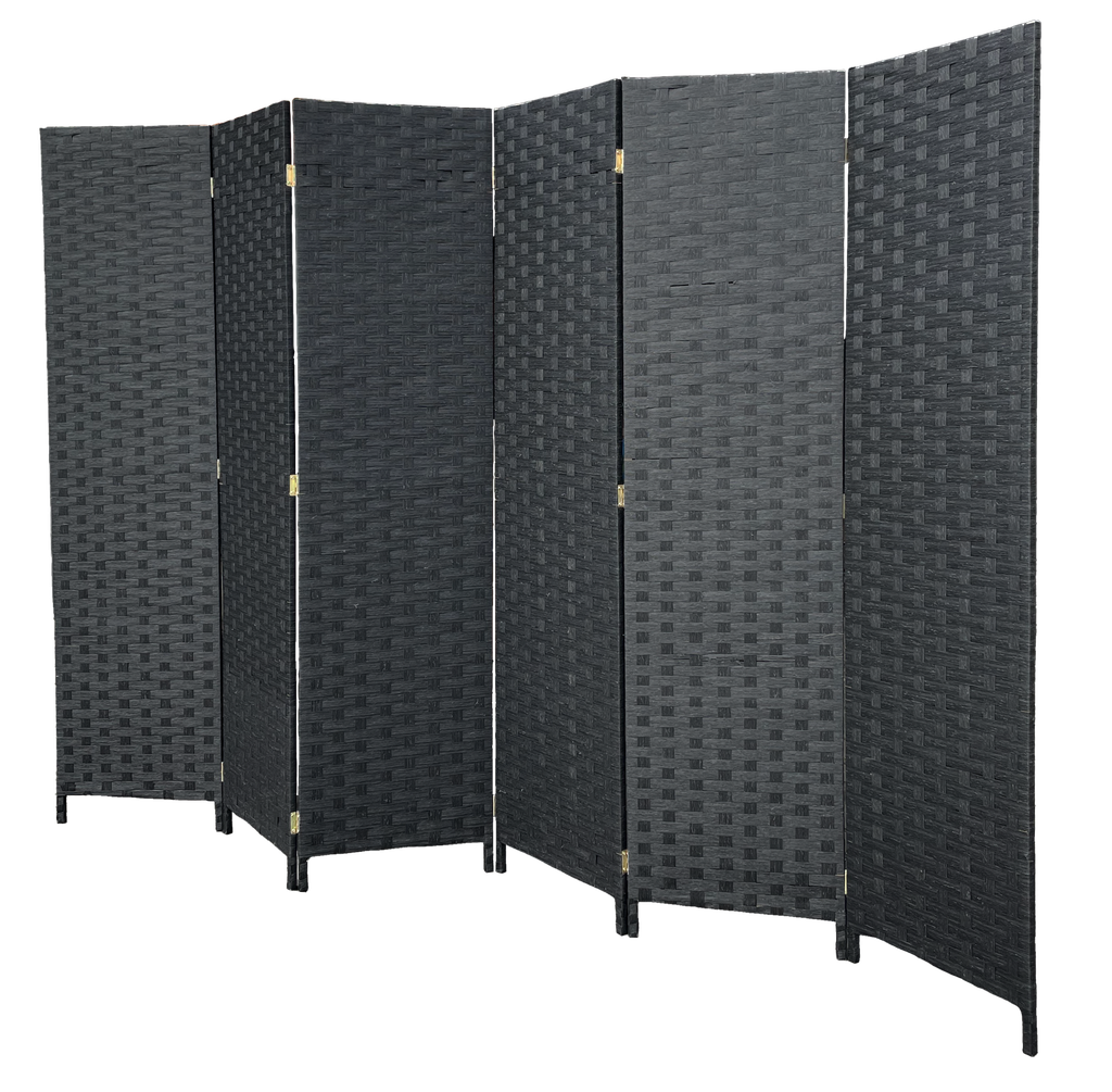[Location] Paravent noir tressé 6 pans