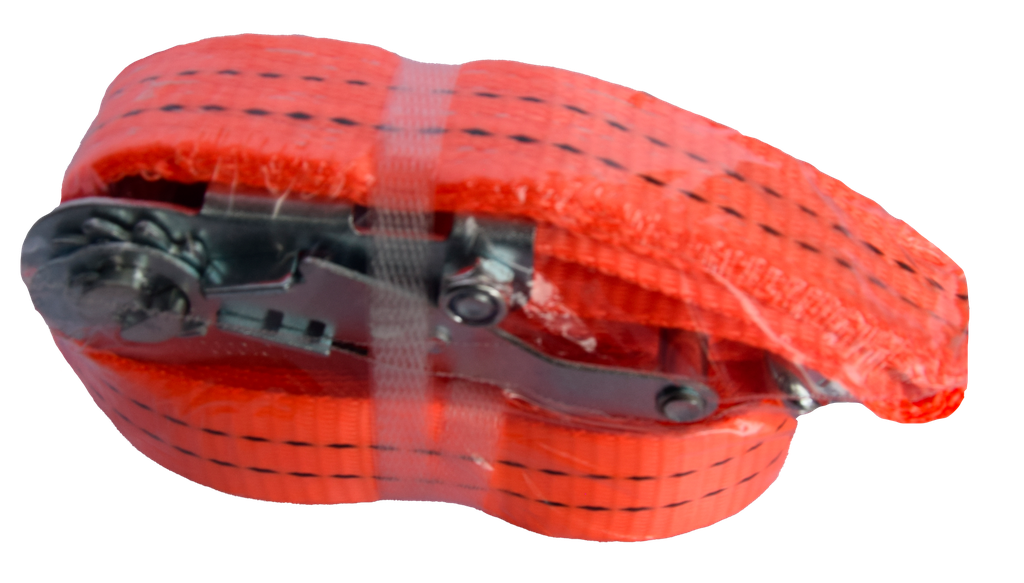 Sangle à cliquet orange avec crochets - 6 ml - 2000kg