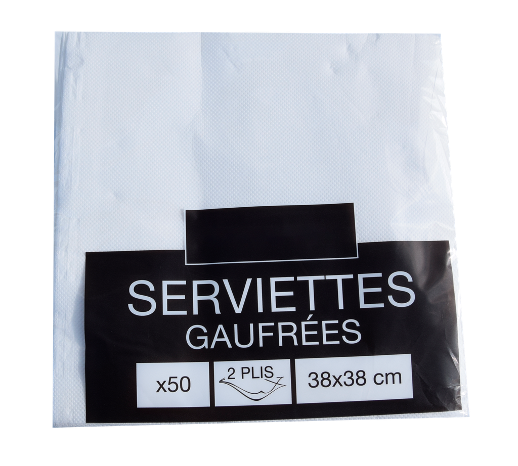 Serviettes gaufrées 2 plis 38x38cm bistrot x50