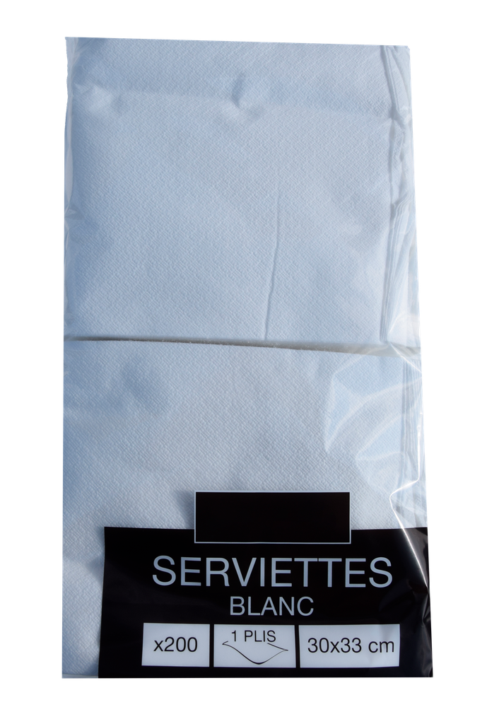 Serviettes 1 plis 30x33cm x200