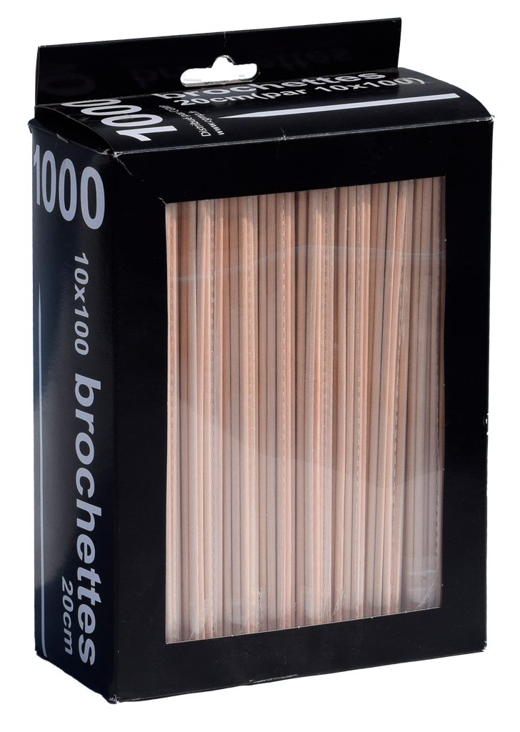 Brochette en bambou, 20 cm, 100 unités
